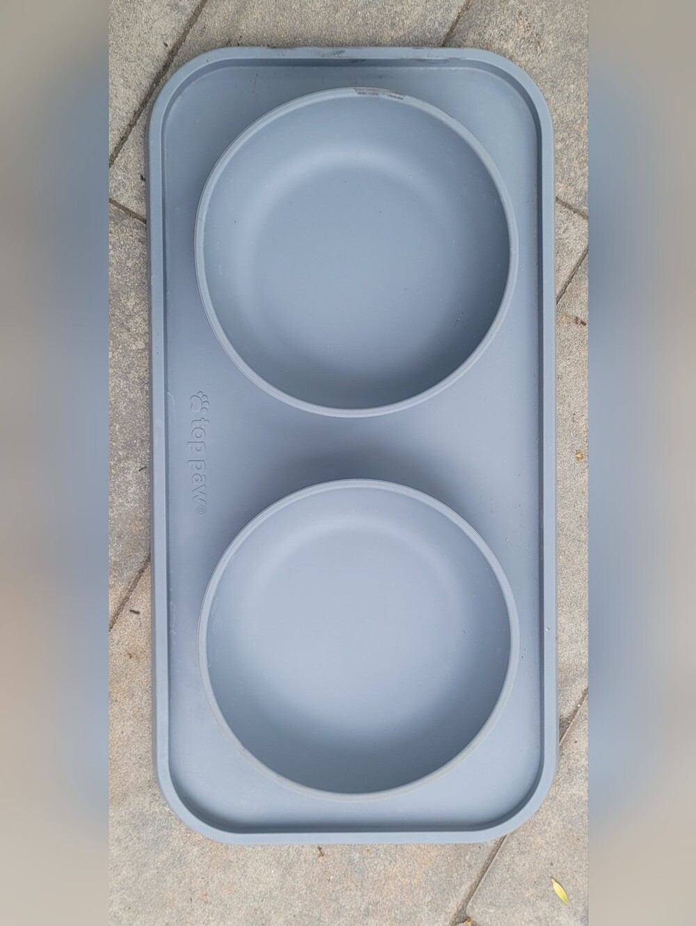 Top Paw Silicone Double Pet Bowl Holder- Gray